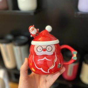 ماگ قرمز کریسمسی طرح بابانوئل